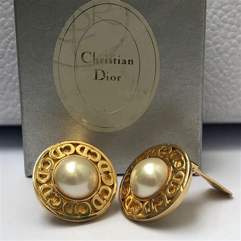 pearl back earrings dior|christian dior vintage pearl earrings.